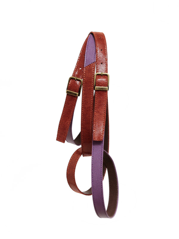 Double color belt set III - brown and purple leather