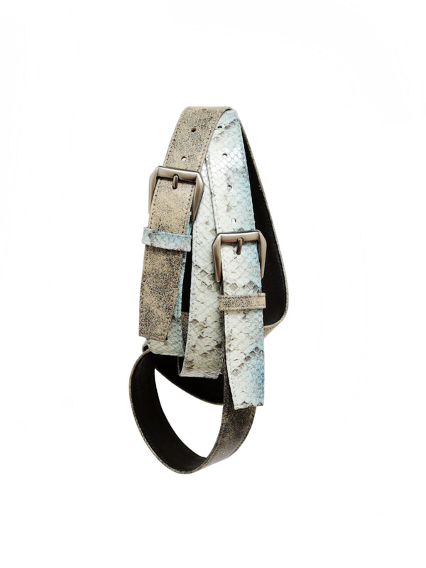 Double belt set II - light blue snake and grey