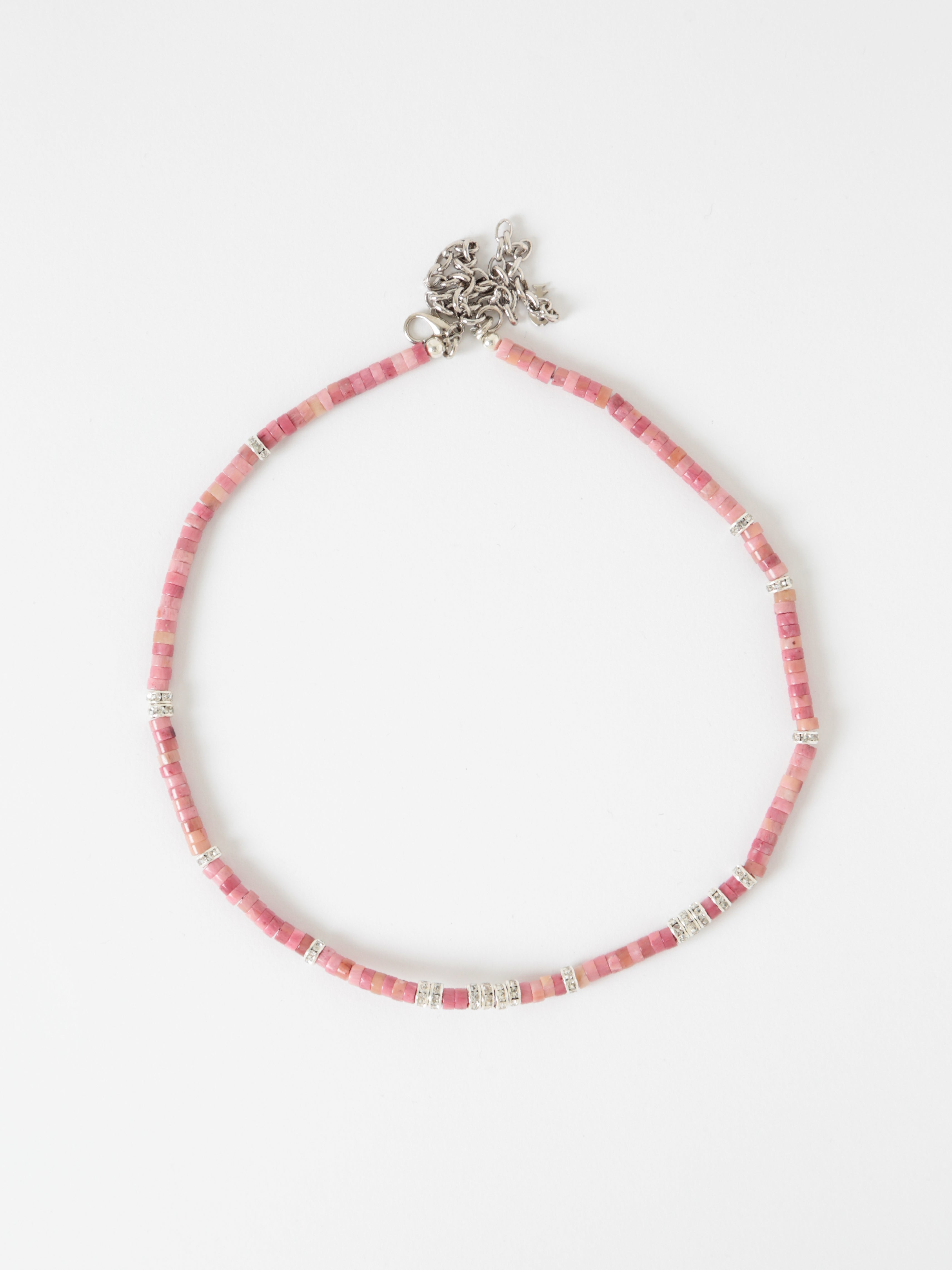 PINK BEADS AND CRYSTAL NECKLACE