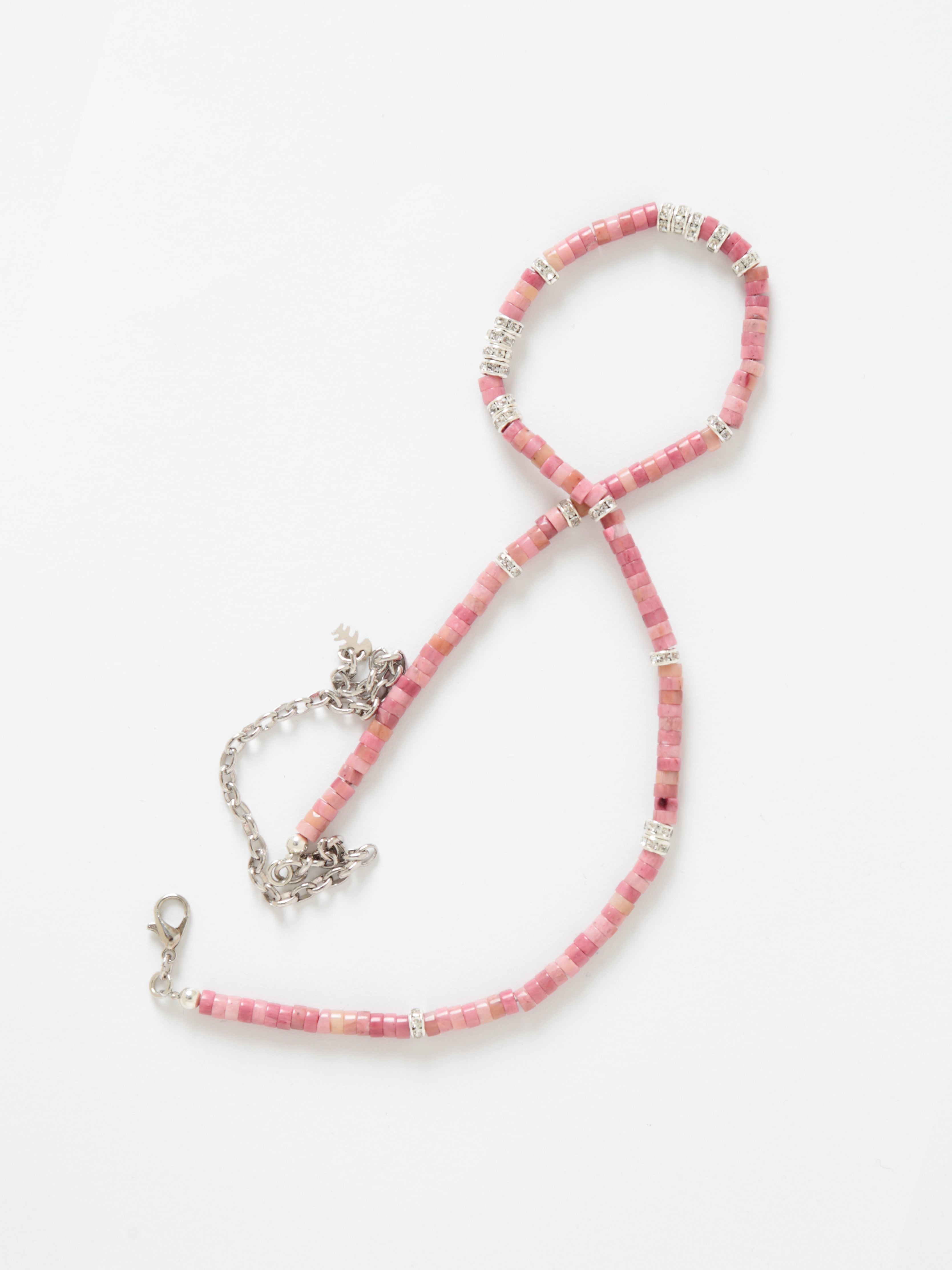 PINK BEADS AND CRYSTAL NECKLACE