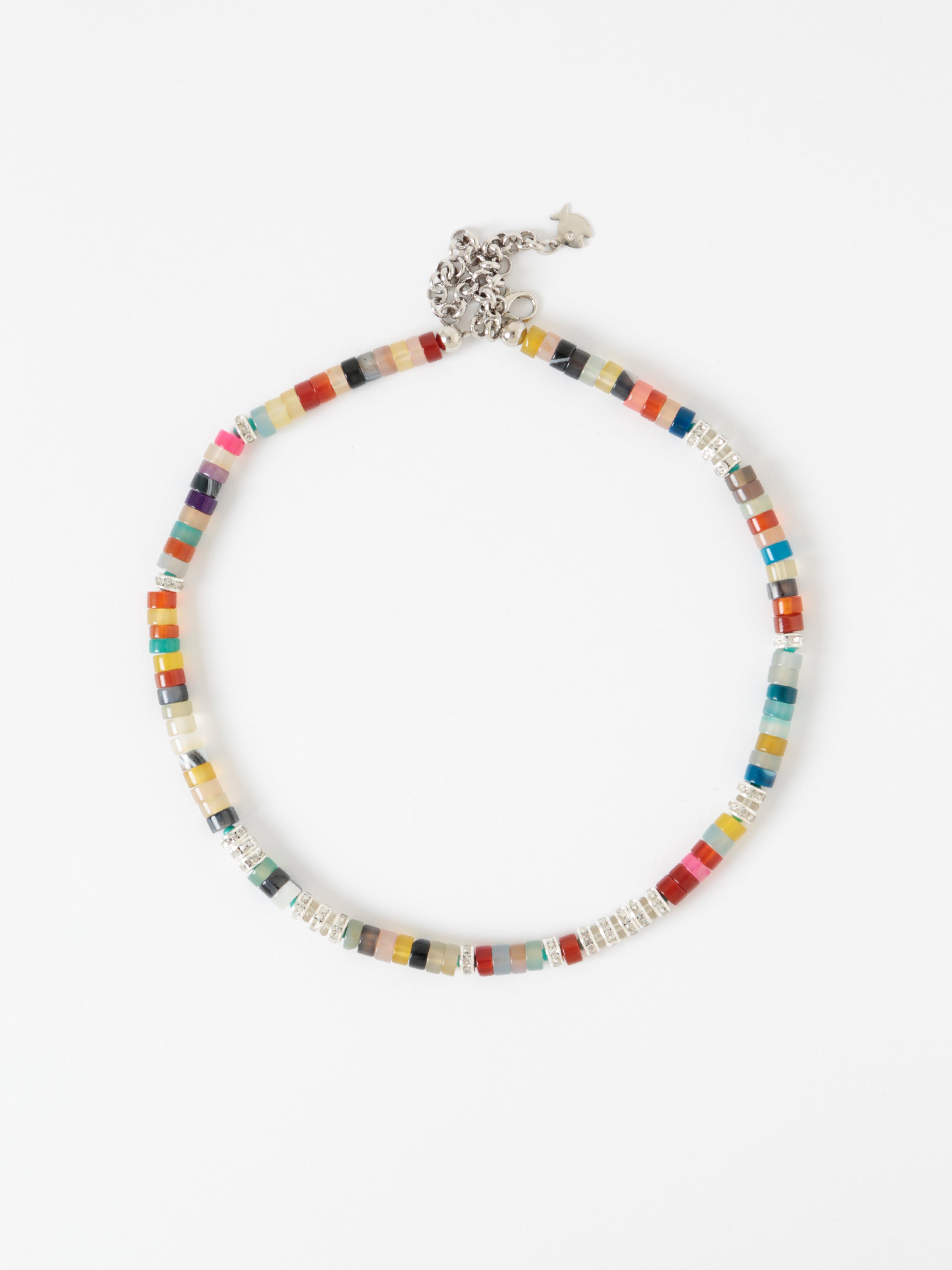 MULTI COLOUR BEADS AND CRYSTAL NECKLACE