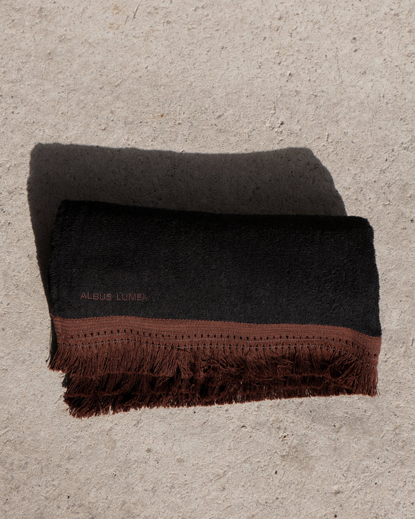 Safi Fringed Beach Towel - Black/Brown