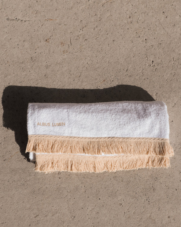 Safi Fringed Beach Towel - White/Natural